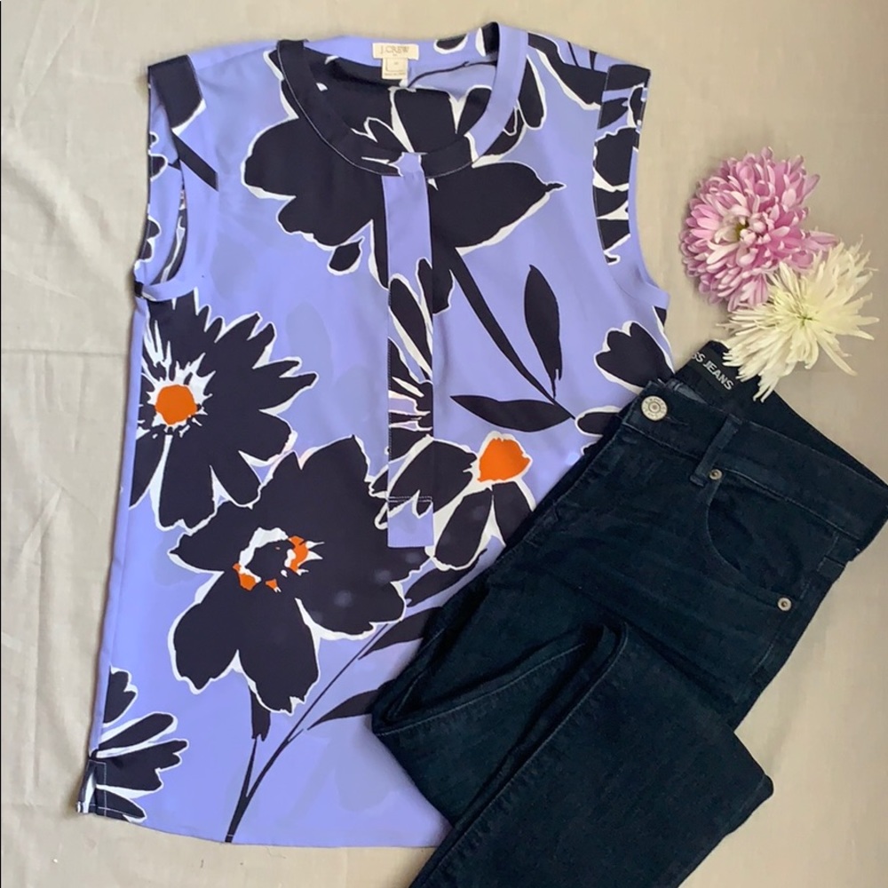 J. Crew Printed Drapey Sleeveless Popover Top